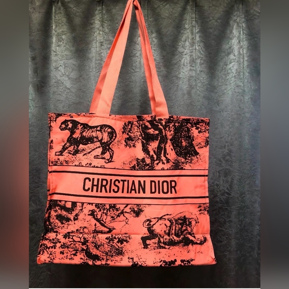 Christian Dior Toile de Jouy Tote Bag Orange Canvas Rare Design & Color. NWOT